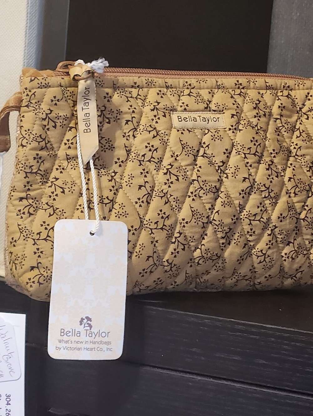 Brand New Bella Taylor Quilted Mustard Yellow Floral Wristlet